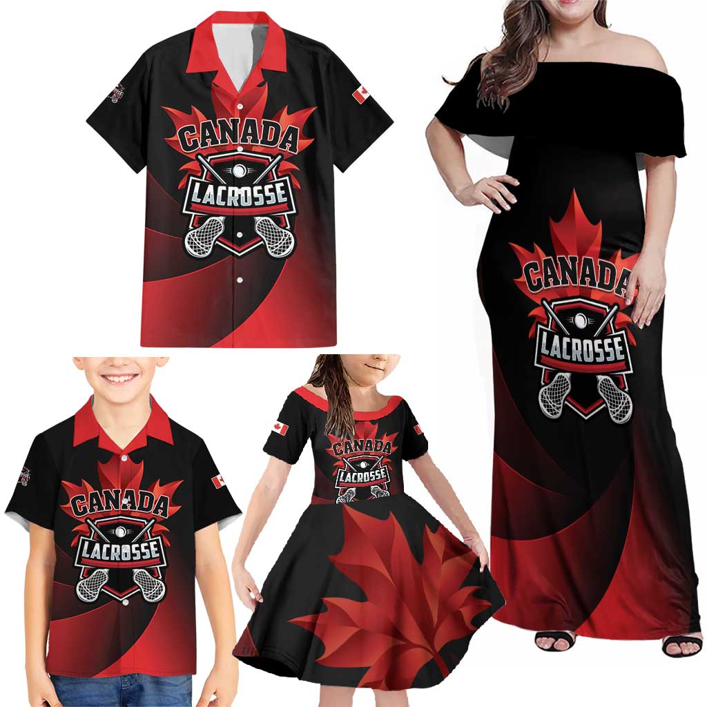 Custom Canada Lacrosse 2025 Family Matching Off Shoulder Maxi Dress and Hawaiian Shirt Our Country and Our Game