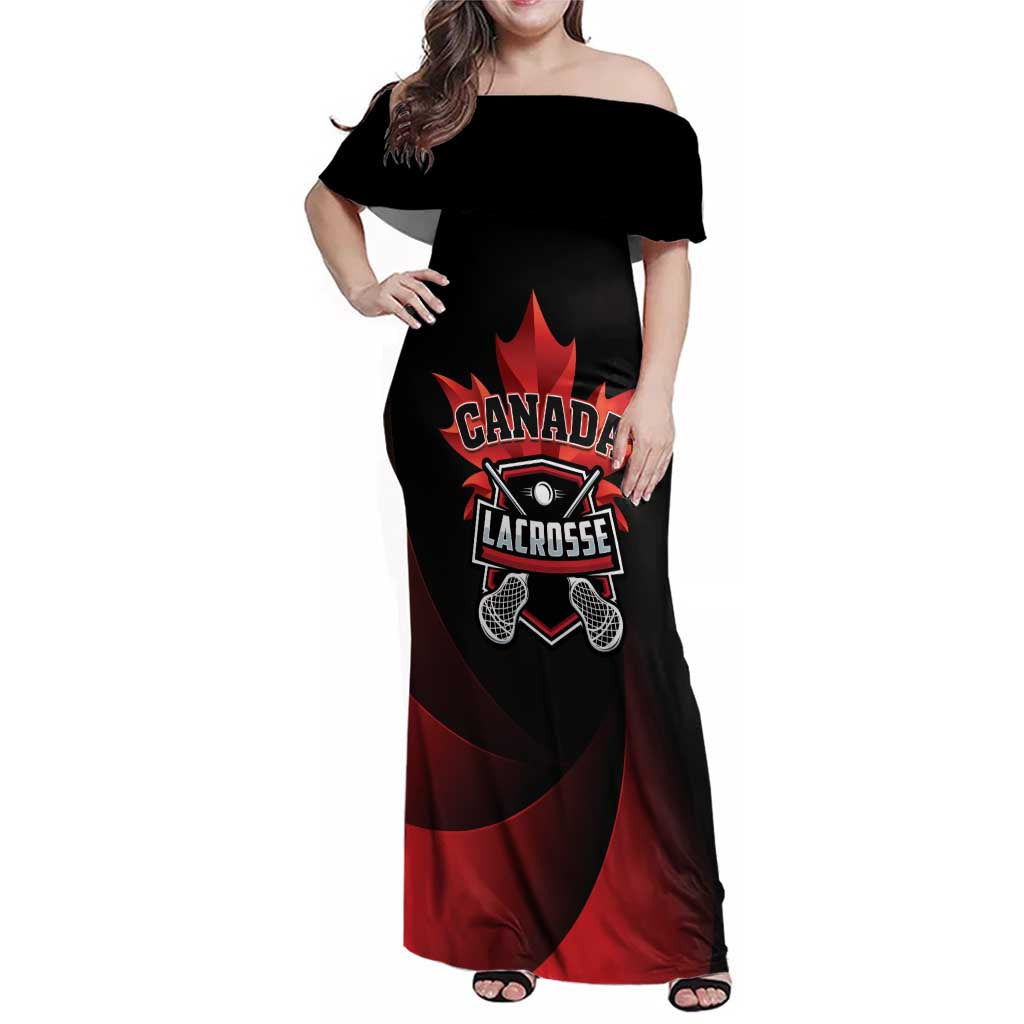 Custom Canada Lacrosse 2025 Family Matching Off Shoulder Maxi Dress and Hawaiian Shirt Our Country and Our Game
