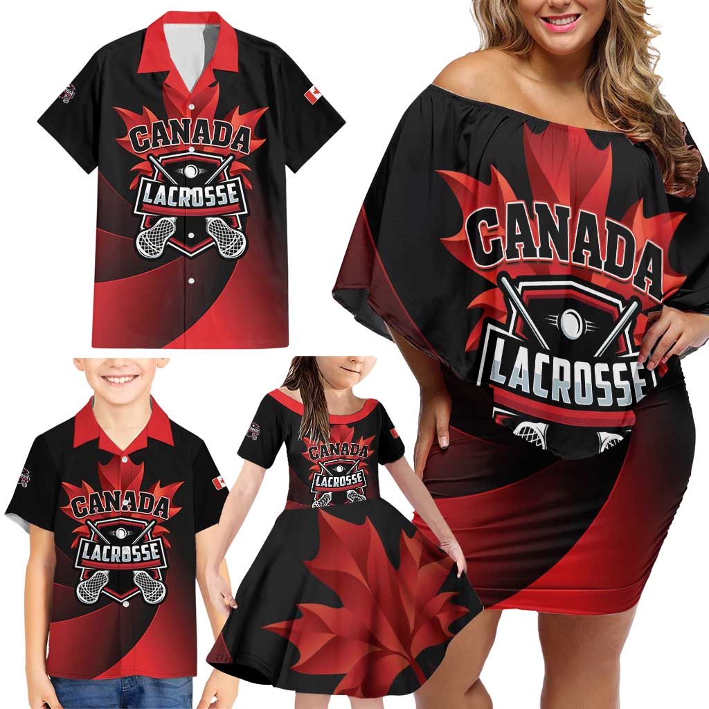 Custom Canada Lacrosse 2025 Family Matching Off Shoulder Short Dress and Hawaiian Shirt Our Country and Our Game