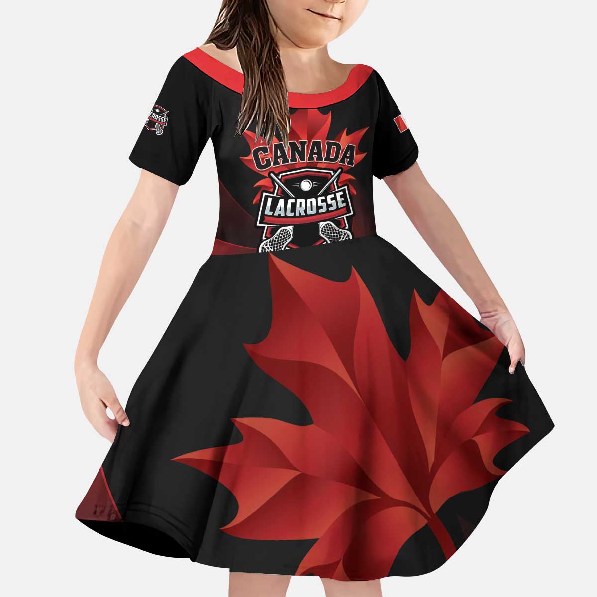 Custom Canada Lacrosse 2025 Kid Short Sleeve Dress Our Country and Our Game