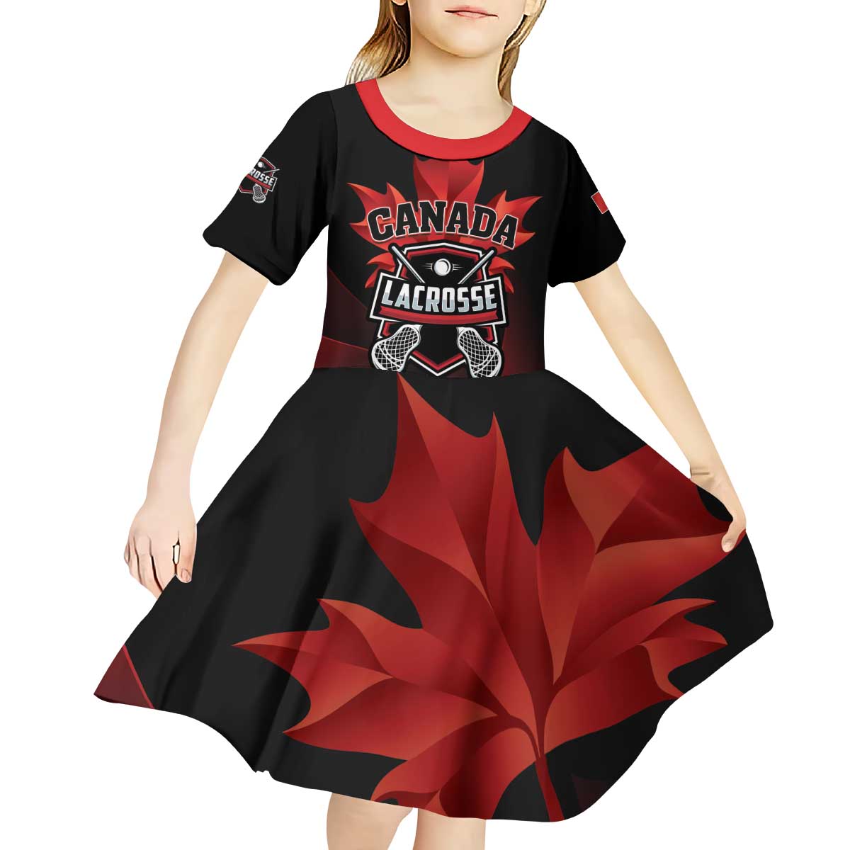 Custom Canada Lacrosse 2025 Kid Short Sleeve Dress Our Country and Our Game