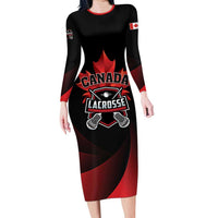 Custom Canada Lacrosse 2025 Long Sleeve Bodycon Dress Our Country and Our Game