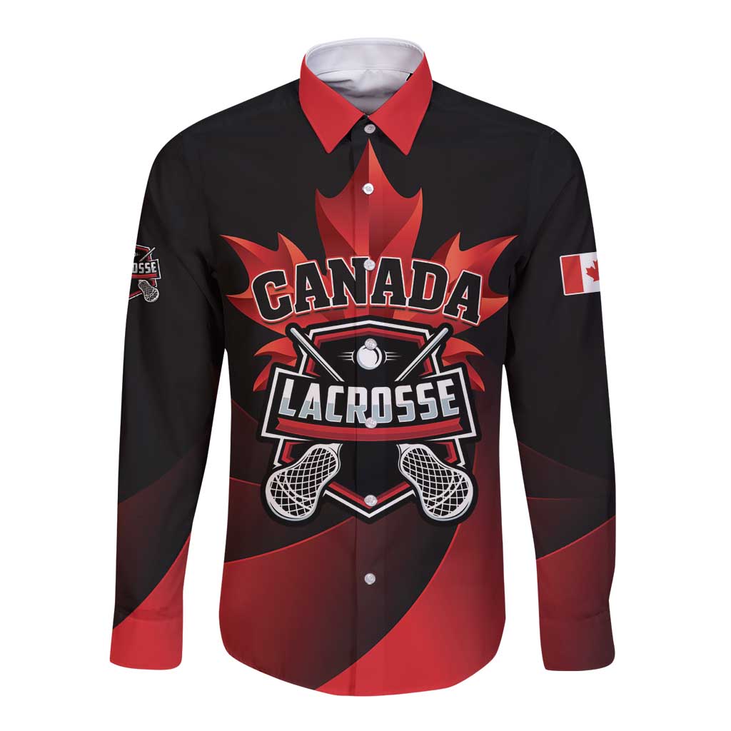 Custom Canada Lacrosse 2025 Long Sleeve Button Shirt Our Country and Our Game