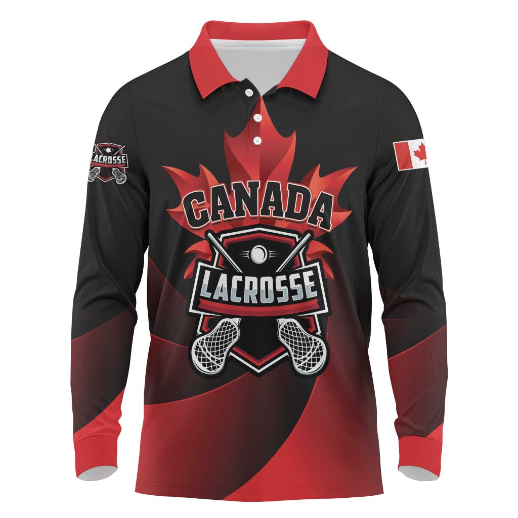 Custom Canada Lacrosse 2025 Long Sleeve Polo Shirt Our Country and Our Game