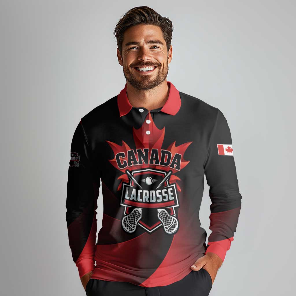 Custom Canada Lacrosse 2025 Long Sleeve Polo Shirt Our Country and Our Game