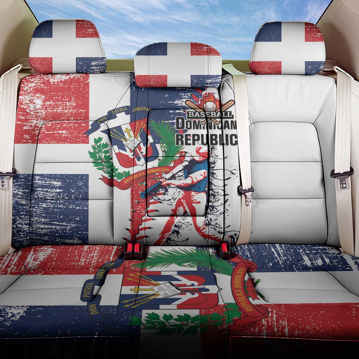 Baseball Dominican Republic Back Car Seat Cover Come On Team DR Grunge Style