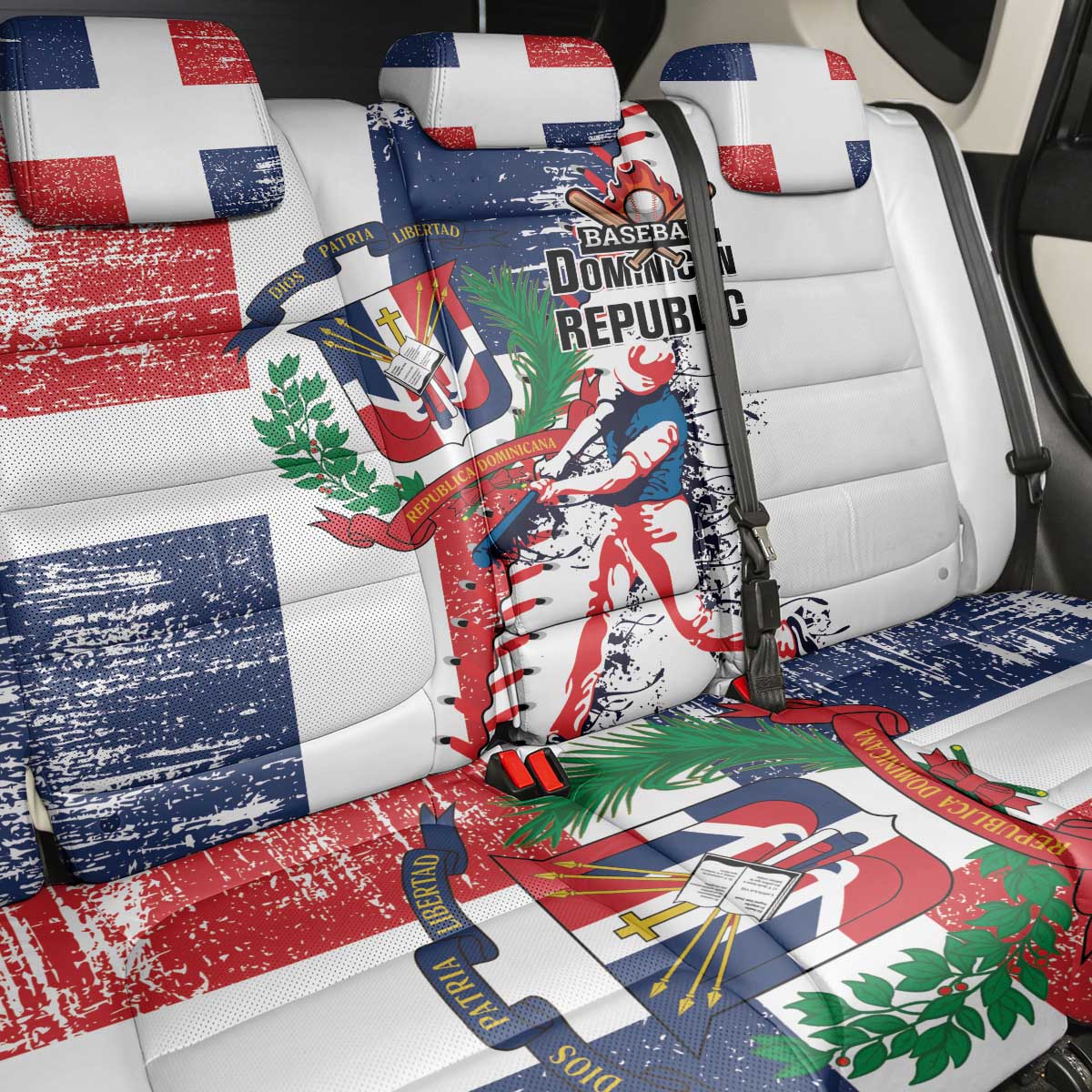 Baseball Dominican Republic Back Car Seat Cover Come On Team DR Grunge Style