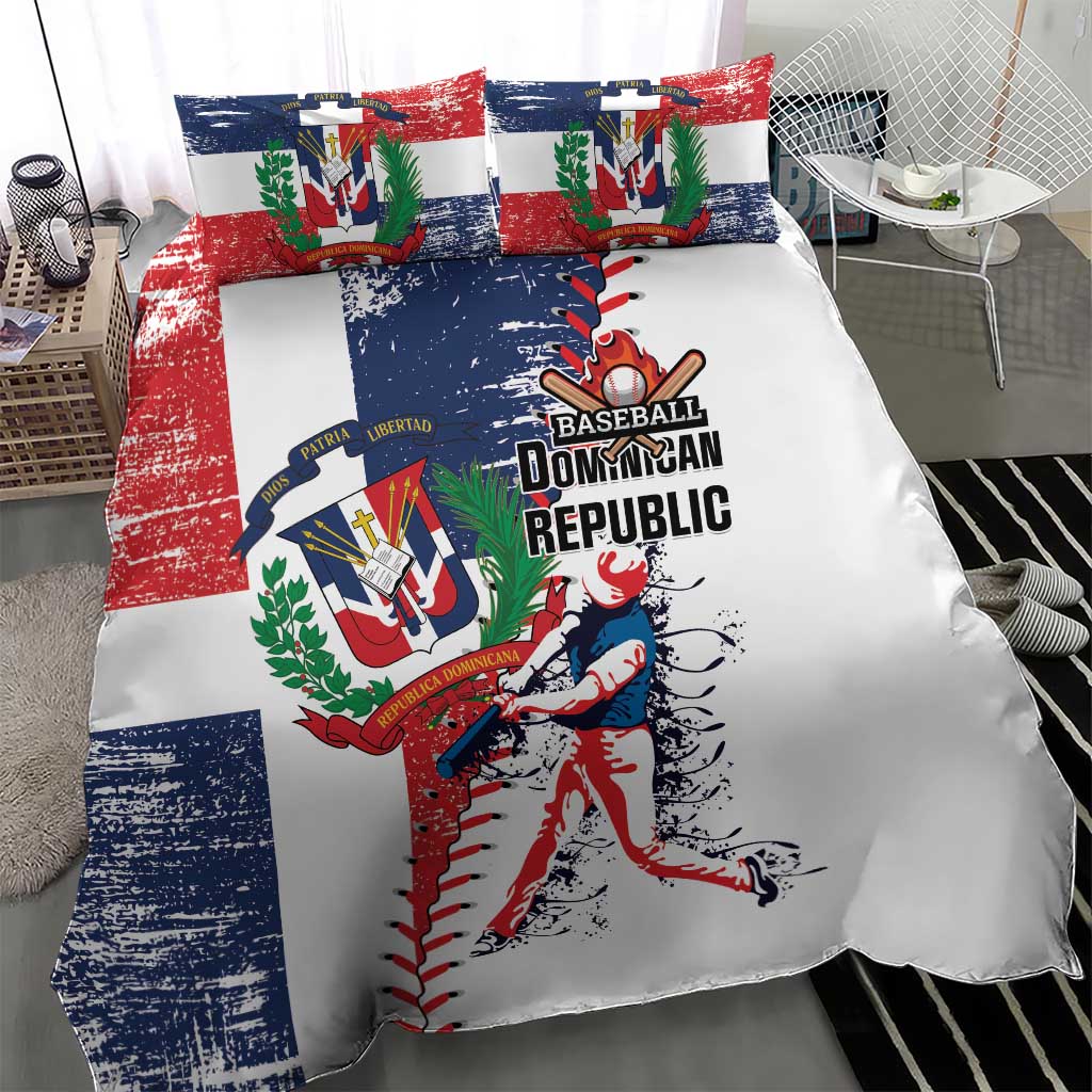 Baseball Dominican Republic Bedding Set Come On Team DR Grunge Style