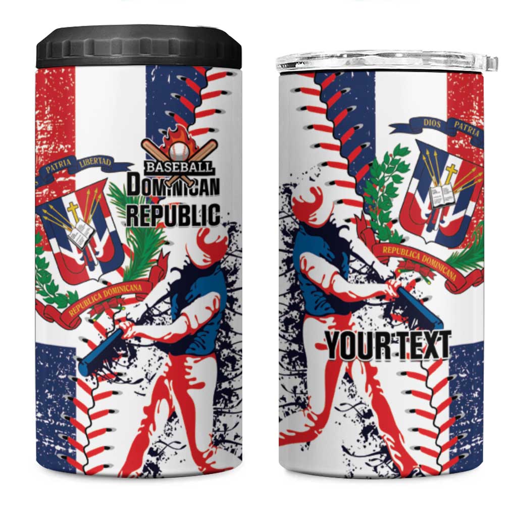 Personalized Baseball Dominican Republic 4 in 1 Can Cooler Tumbler Come On Team DR Grunge Style