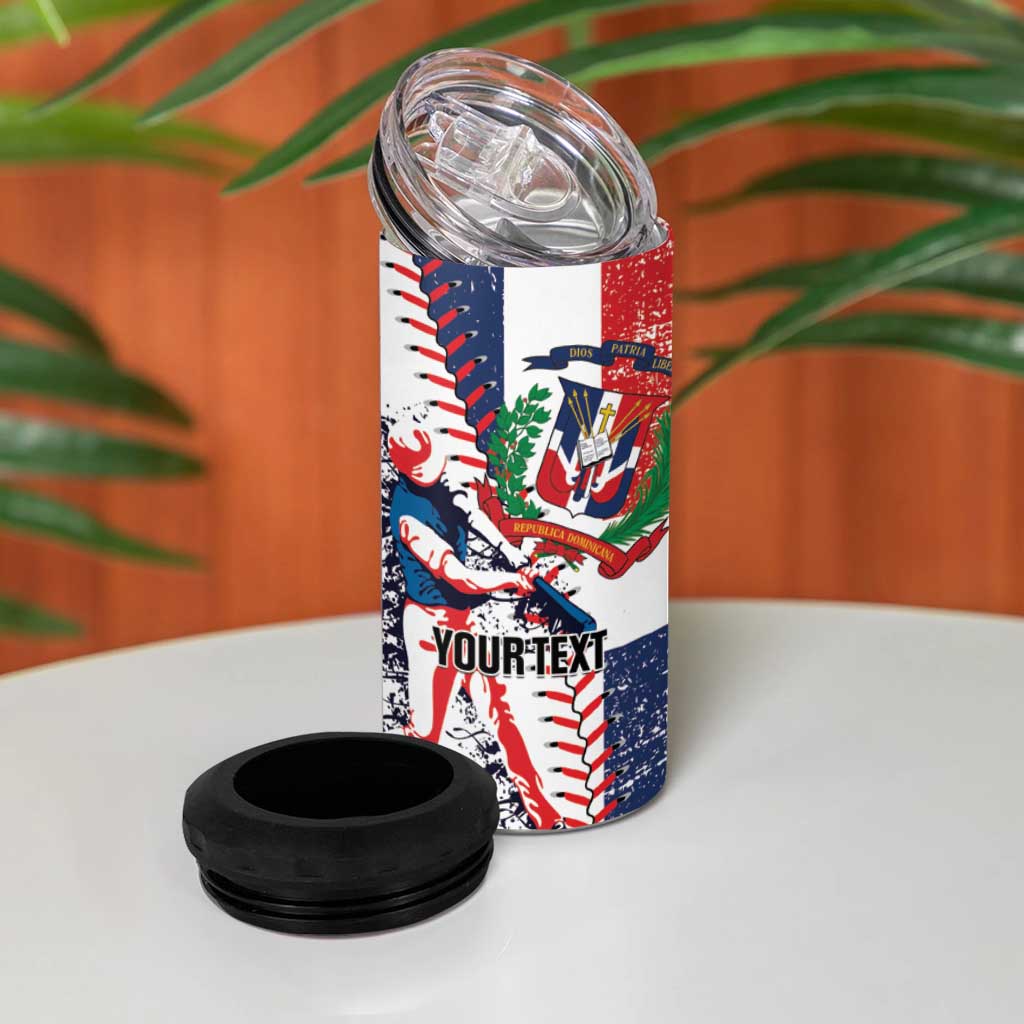 Personalized Baseball Dominican Republic 4 in 1 Can Cooler Tumbler Come On Team DR Grunge Style