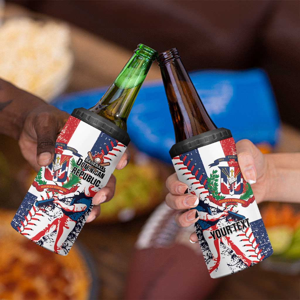 Personalized Baseball Dominican Republic 4 in 1 Can Cooler Tumbler Come On Team DR Grunge Style