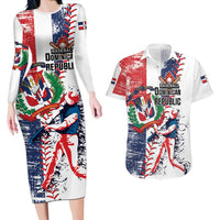 Personalized Baseball Dominican Republic Couples Matching Long Sleeve Bodycon Dress and Hawaiian Shirt Come On Team DR Grunge Style