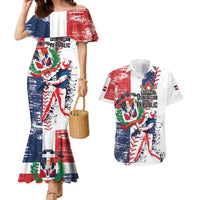 Personalized Baseball Dominican Republic Couples Matching Mermaid Dress and Hawaiian Shirt Come On Team DR Grunge Style