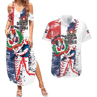 Personalized Baseball Dominican Republic Couples Matching Summer Maxi Dress and Hawaiian Shirt Come On Team DR Grunge Style