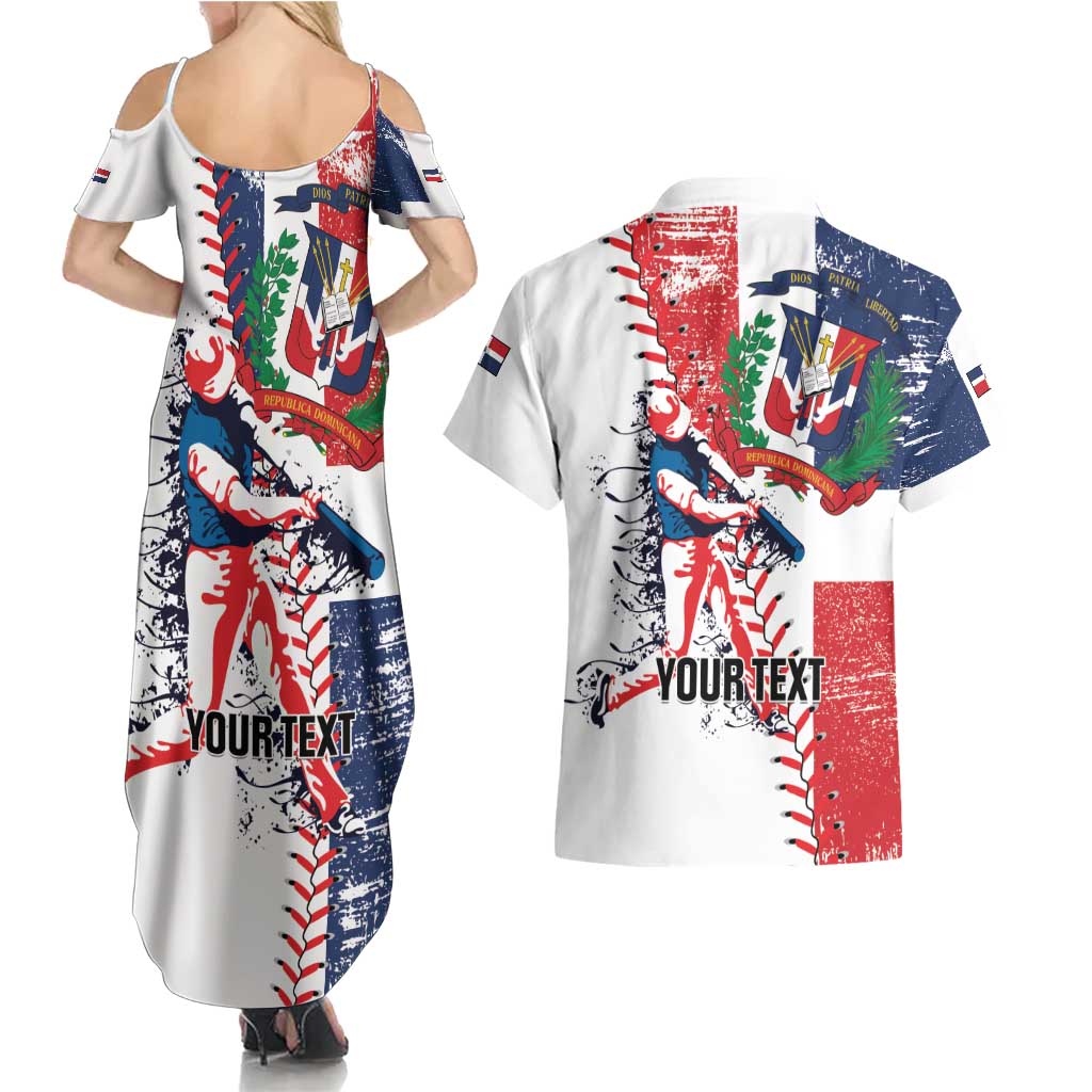 Personalized Baseball Dominican Republic Couples Matching Summer Maxi Dress and Hawaiian Shirt Come On Team DR Grunge Style