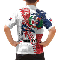 Personalized Baseball Dominican Republic Family Matching Long Sleeve Bodycon Dress and Hawaiian Shirt Come On Team DR Grunge Style