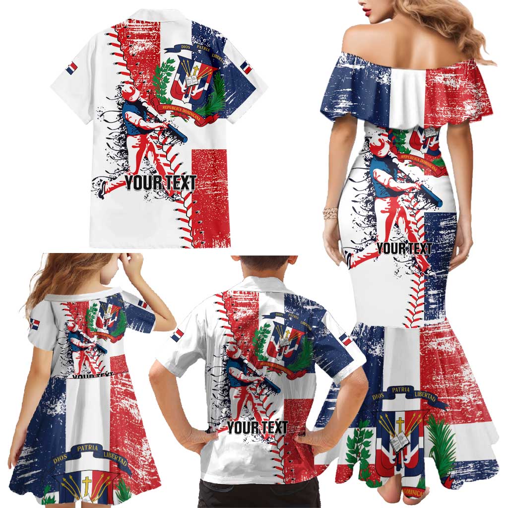 Personalized Baseball Dominican Republic Family Matching Mermaid Dress and Hawaiian Shirt Come On Team DR Grunge Style