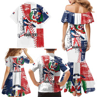 Personalized Baseball Dominican Republic Family Matching Mermaid Dress and Hawaiian Shirt Come On Team DR Grunge Style