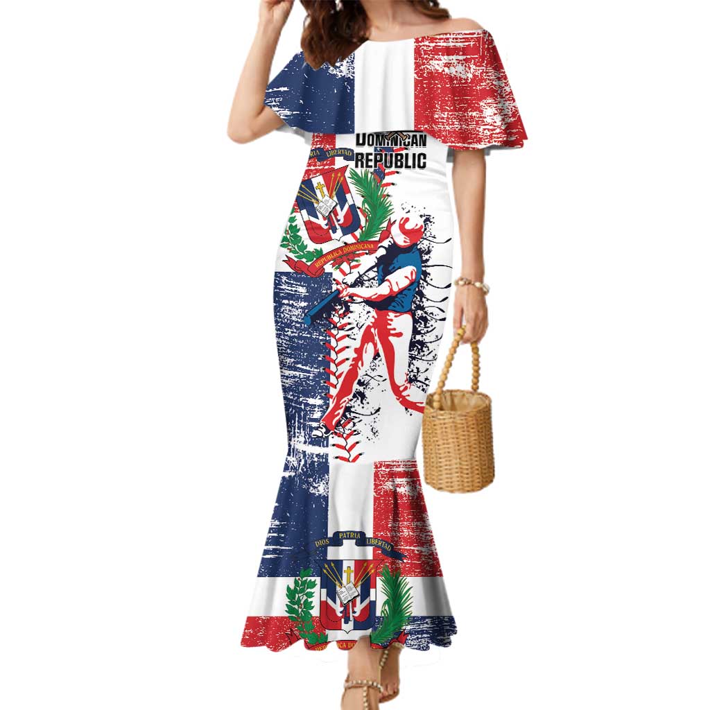 Personalized Baseball Dominican Republic Family Matching Mermaid Dress and Hawaiian Shirt Come On Team DR Grunge Style