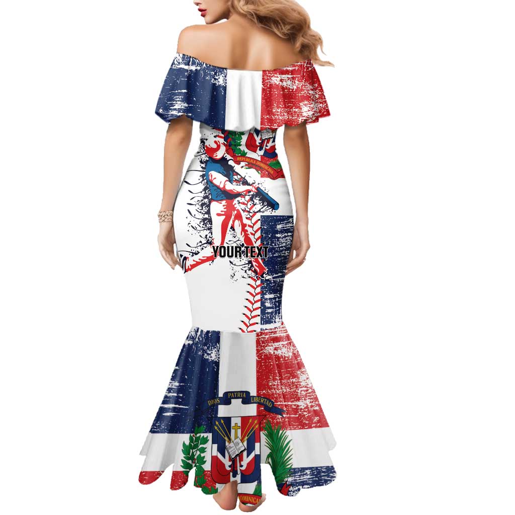 Personalized Baseball Dominican Republic Family Matching Mermaid Dress and Hawaiian Shirt Come On Team DR Grunge Style