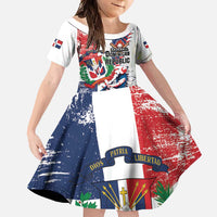 Personalized Baseball Dominican Republic Family Matching Off Shoulder Maxi Dress and Hawaiian Shirt Come On Team DR Grunge Style