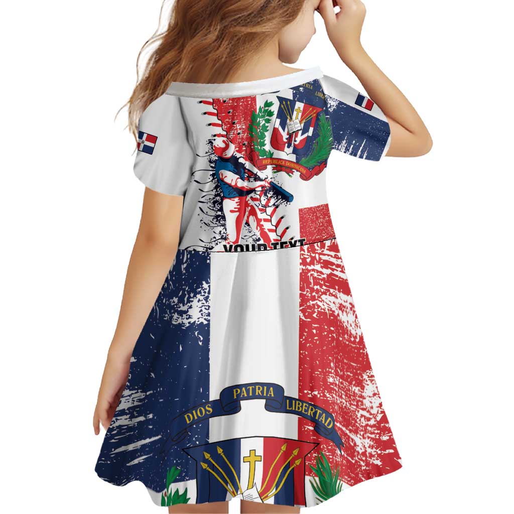 Personalized Baseball Dominican Republic Family Matching Off Shoulder Short Dress and Hawaiian Shirt Come On Team DR Grunge Style