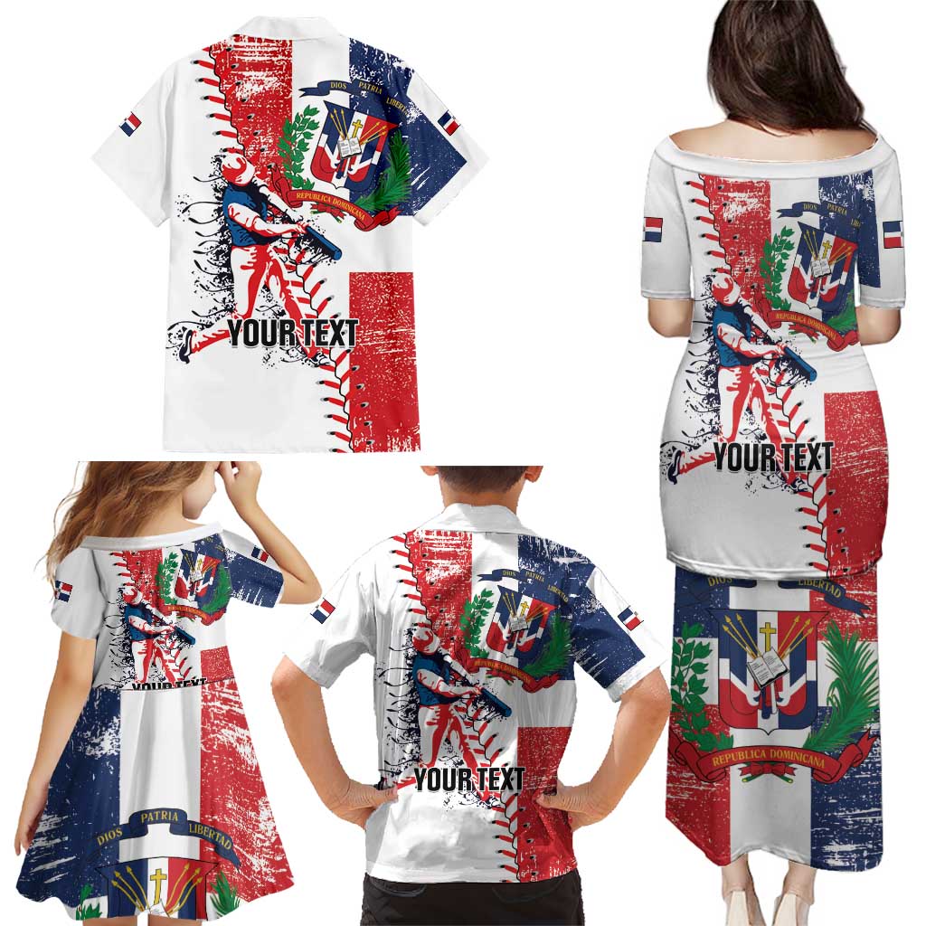 Personalized Baseball Dominican Republic Family Matching Puletasi and Hawaiian Shirt Come On Team DR Grunge Style