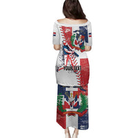 Personalized Baseball Dominican Republic Family Matching Puletasi and Hawaiian Shirt Come On Team DR Grunge Style