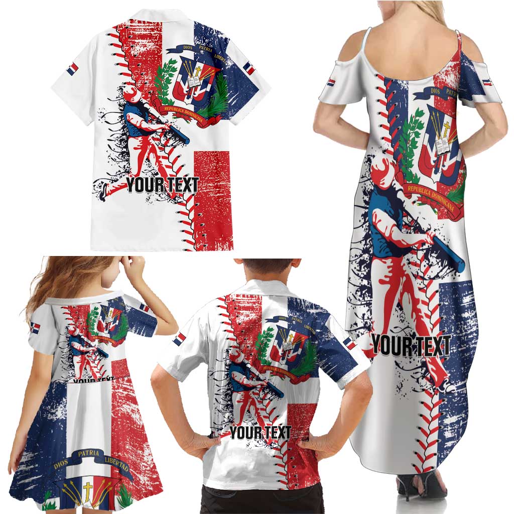 Personalized Baseball Dominican Republic Family Matching Summer Maxi Dress and Hawaiian Shirt Come On Team DR Grunge Style