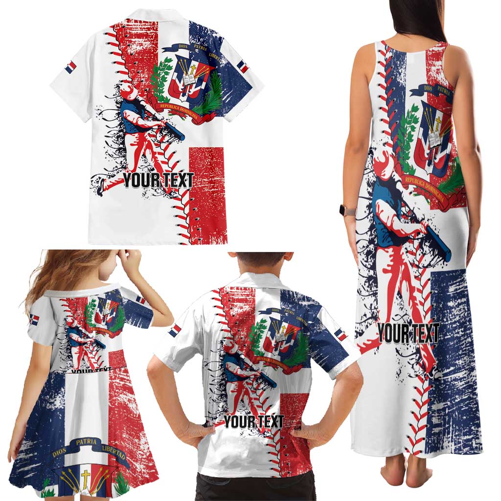 Personalized Baseball Dominican Republic Family Matching Tank Maxi Dress and Hawaiian Shirt Come On Team DR Grunge Style