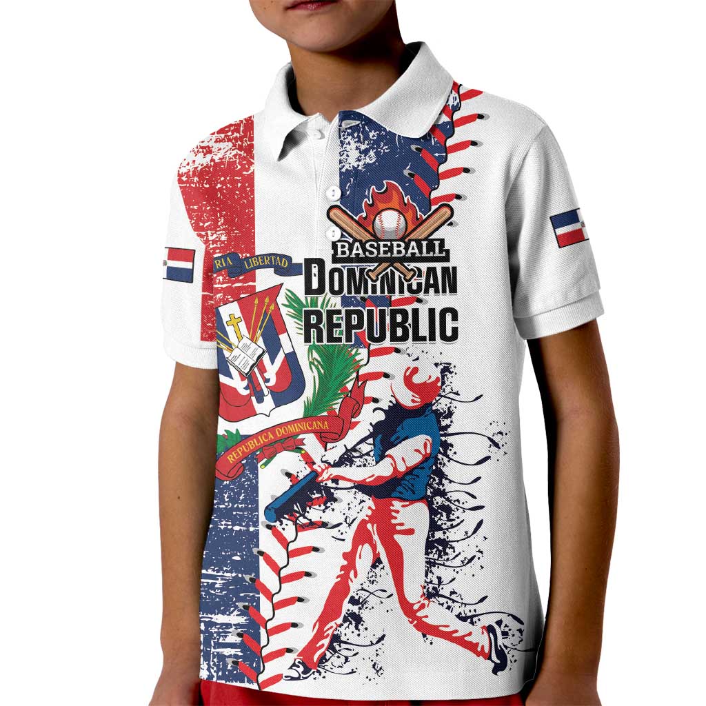 Personalized Baseball Dominican Republic Kid Polo Shirt Come On Team DR Grunge Style