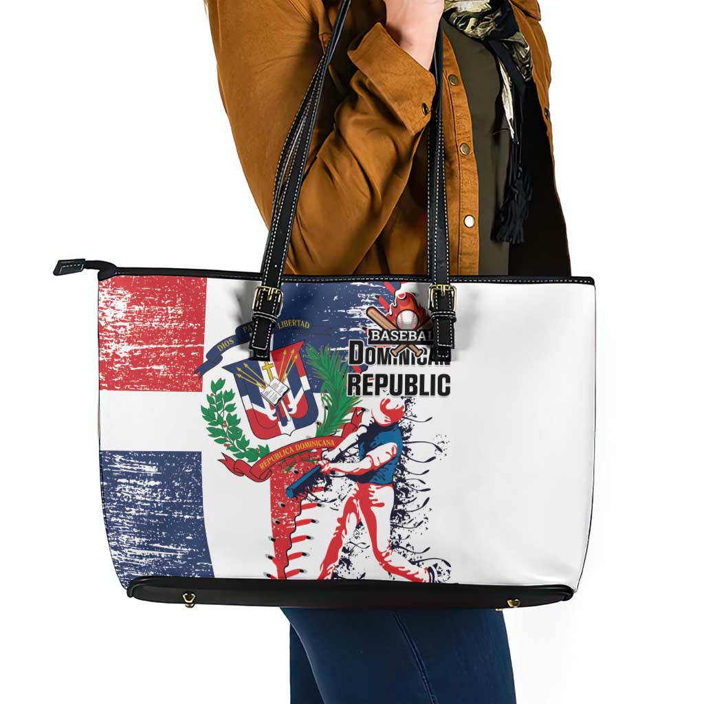 Baseball Dominican Republic Leather Tote Bag Come On Team DR Grunge Style