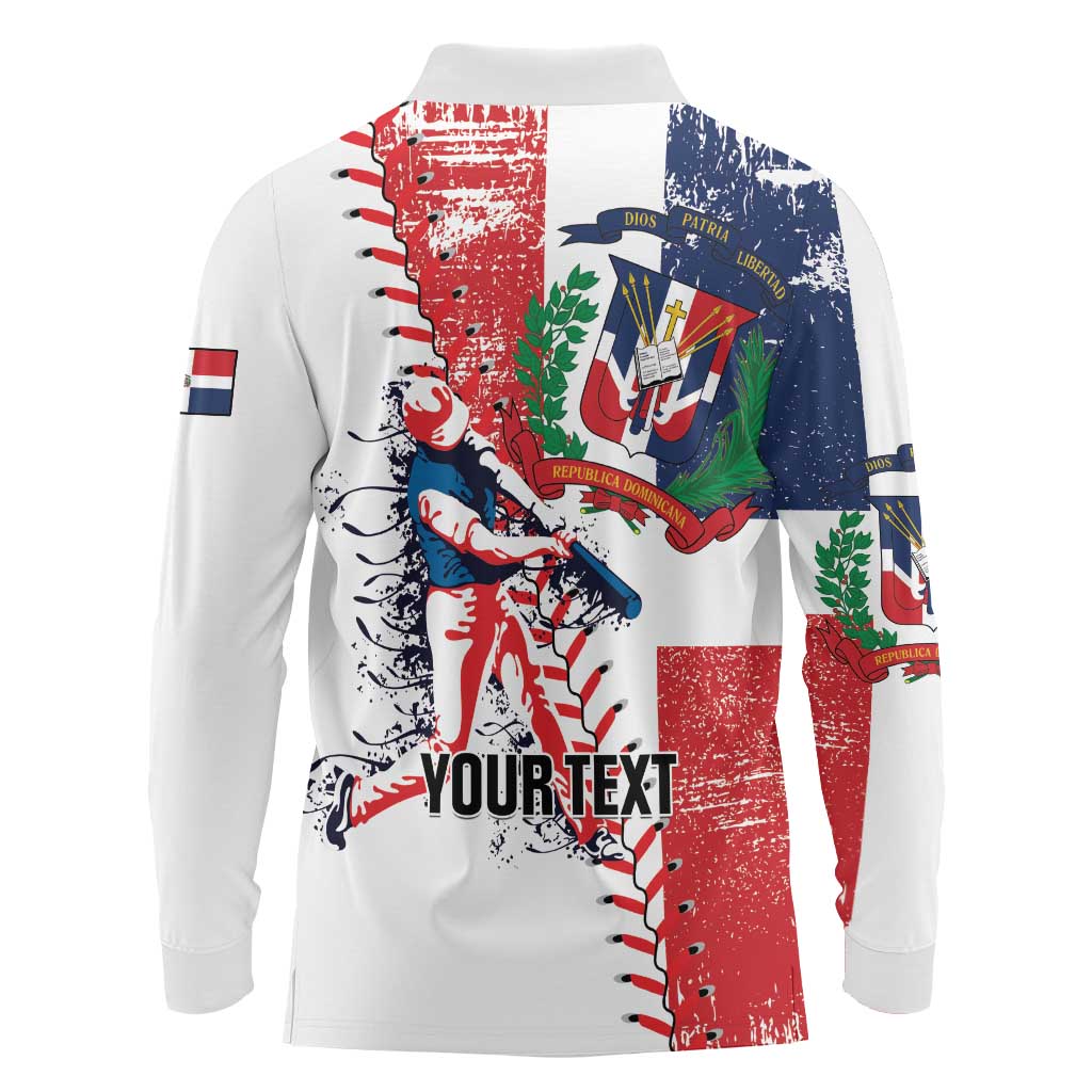 Personalized Baseball Dominican Republic Long Sleeve Polo Shirt Come On Team DR Grunge Style