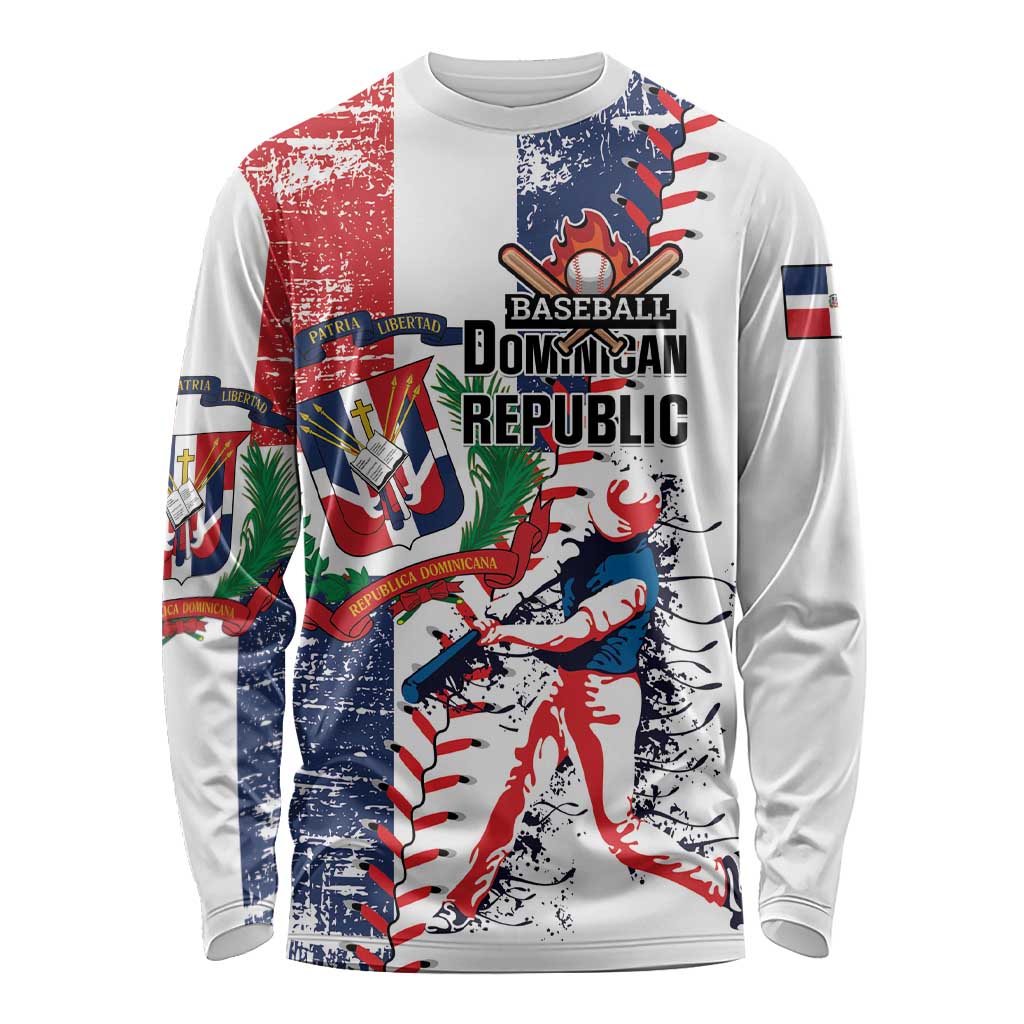Personalized Baseball Dominican Republic Long Sleeve Shirt Come On Team DR Grunge Style