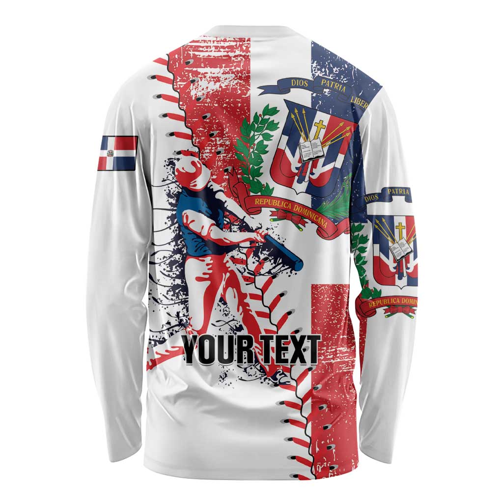 Personalized Baseball Dominican Republic Long Sleeve Shirt Come On Team DR Grunge Style