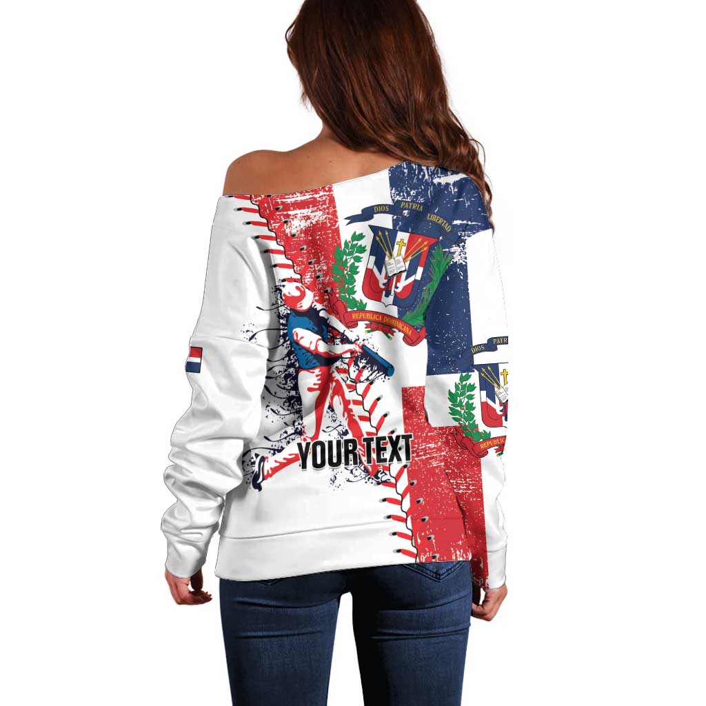 Personalized Baseball Dominican Republic Off Shoulder Sweater Come On Team DR Grunge Style