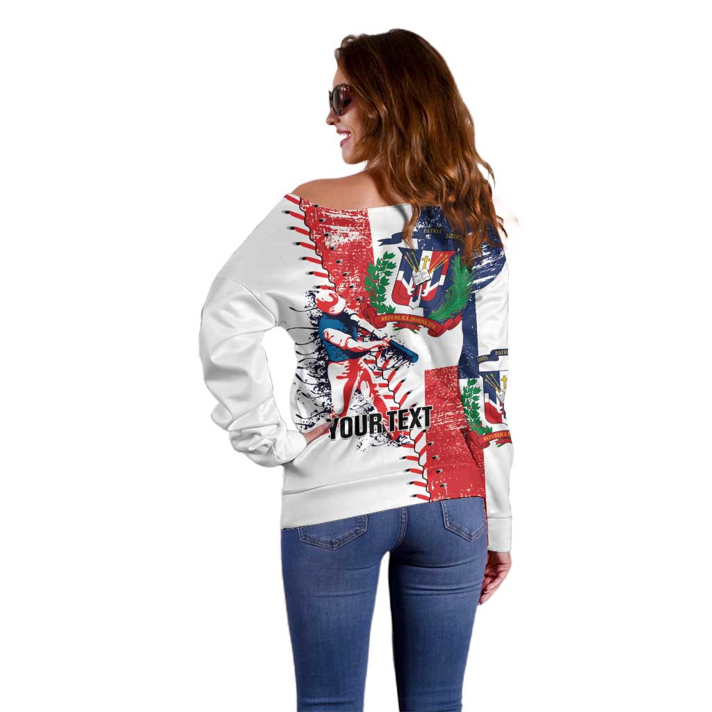 Personalized Baseball Dominican Republic Off Shoulder Sweater Come On Team DR Grunge Style