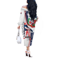 Personalized Baseball Dominican Republic Off The Shoulder Long Sleeve Dress Come On Team DR Grunge Style