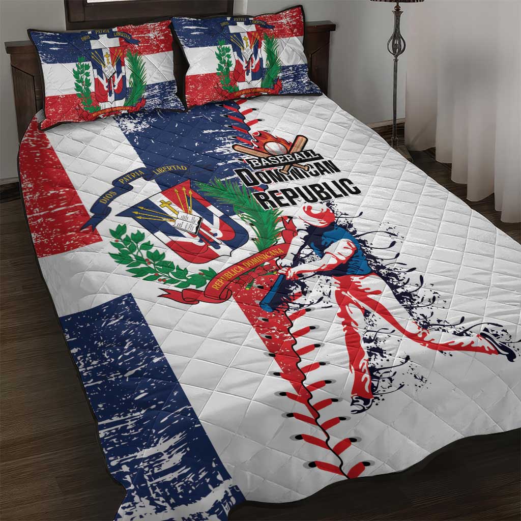 Baseball Dominican Republic Quilt Bed Set Come On Team DR Grunge Style
