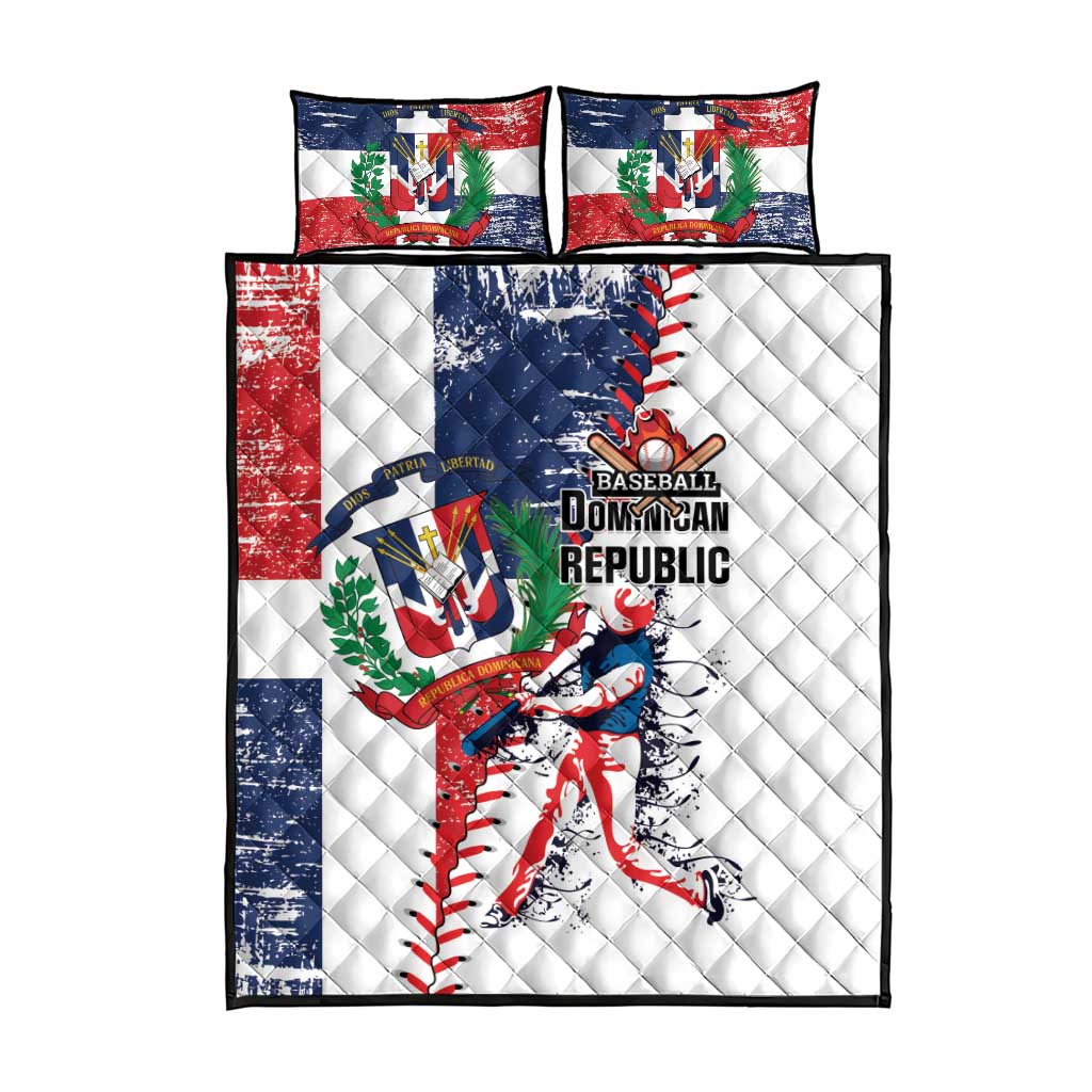 Baseball Dominican Republic Quilt Bed Set Come On Team DR Grunge Style