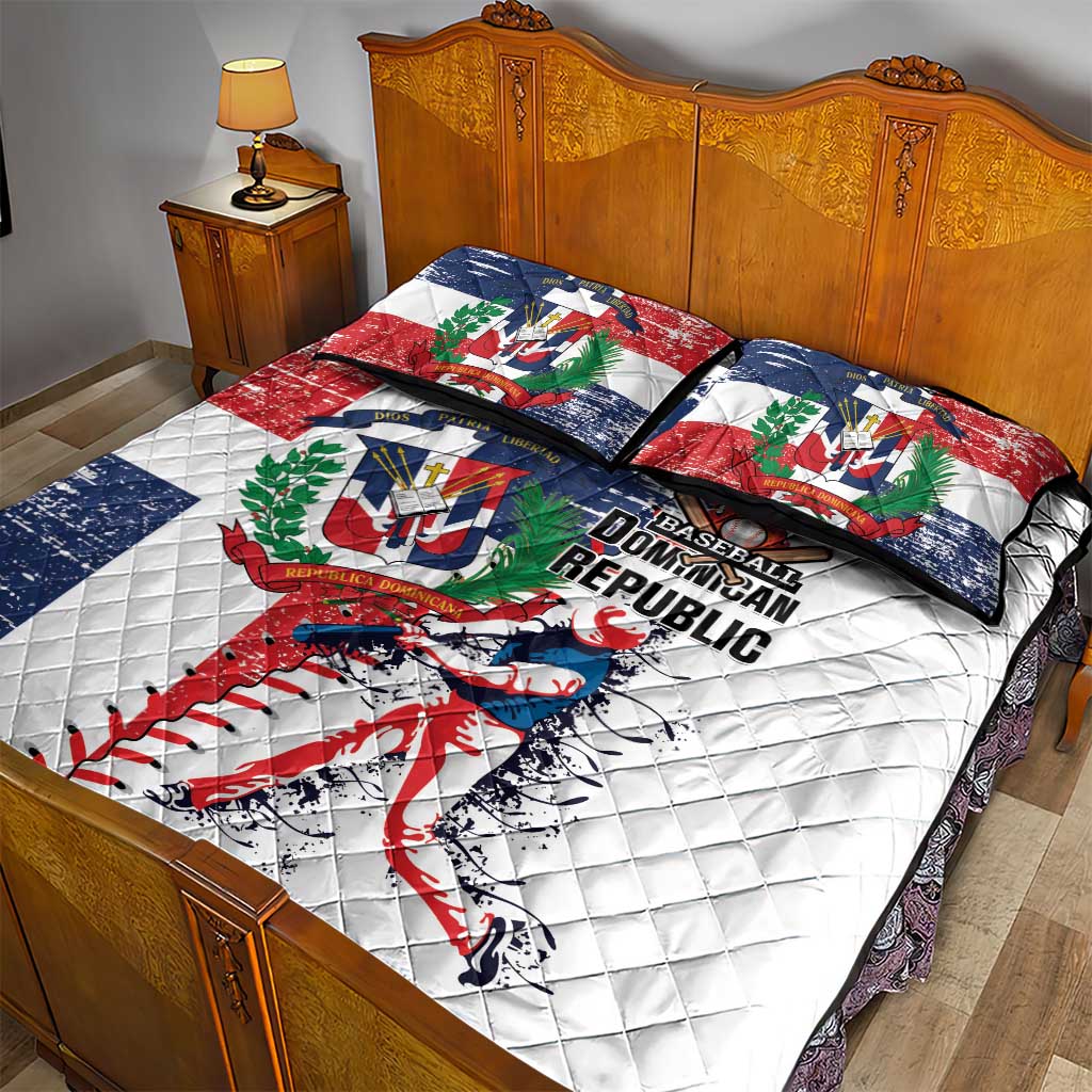 Baseball Dominican Republic Quilt Bed Set Come On Team DR Grunge Style