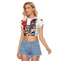 Personalized Baseball Dominican Republic Raglan Cropped T Shirt Come On Team DR Grunge Style