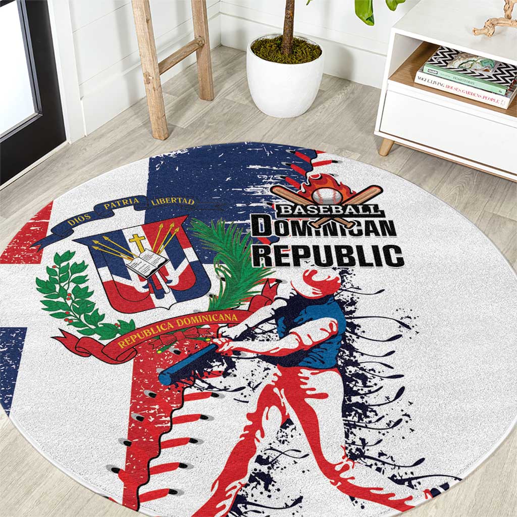 Baseball Dominican Republic Round Carpet Come On Team DR Grunge Style