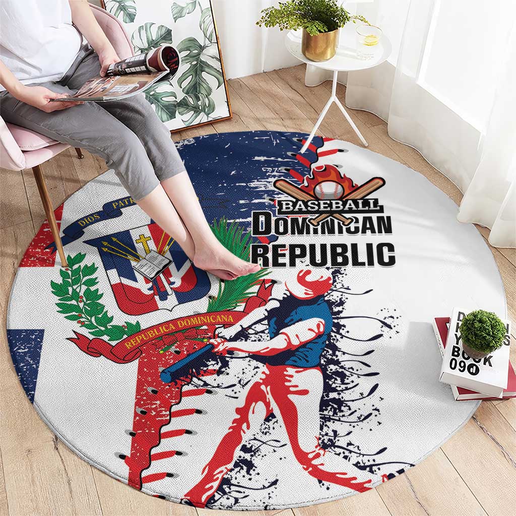 Baseball Dominican Republic Round Carpet Come On Team DR Grunge Style