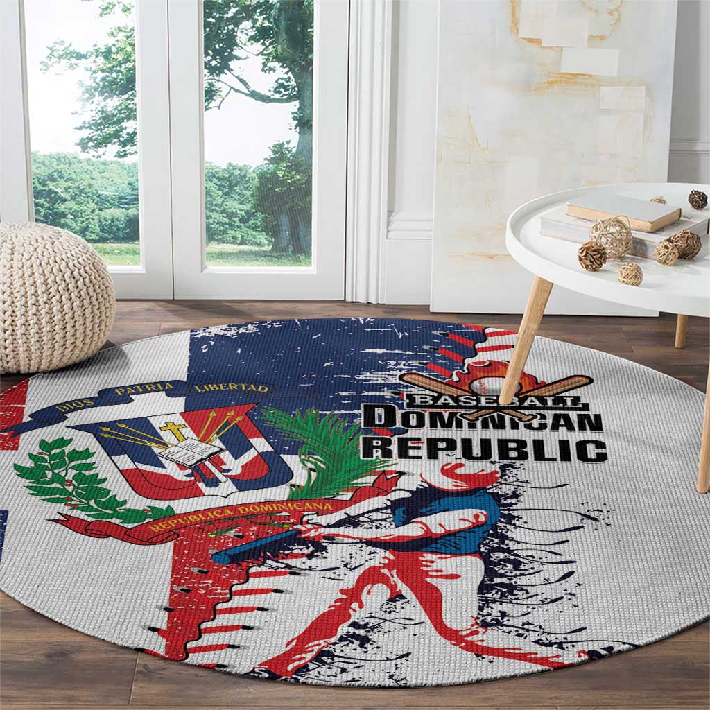 Baseball Dominican Republic Round Carpet Come On Team DR Grunge Style