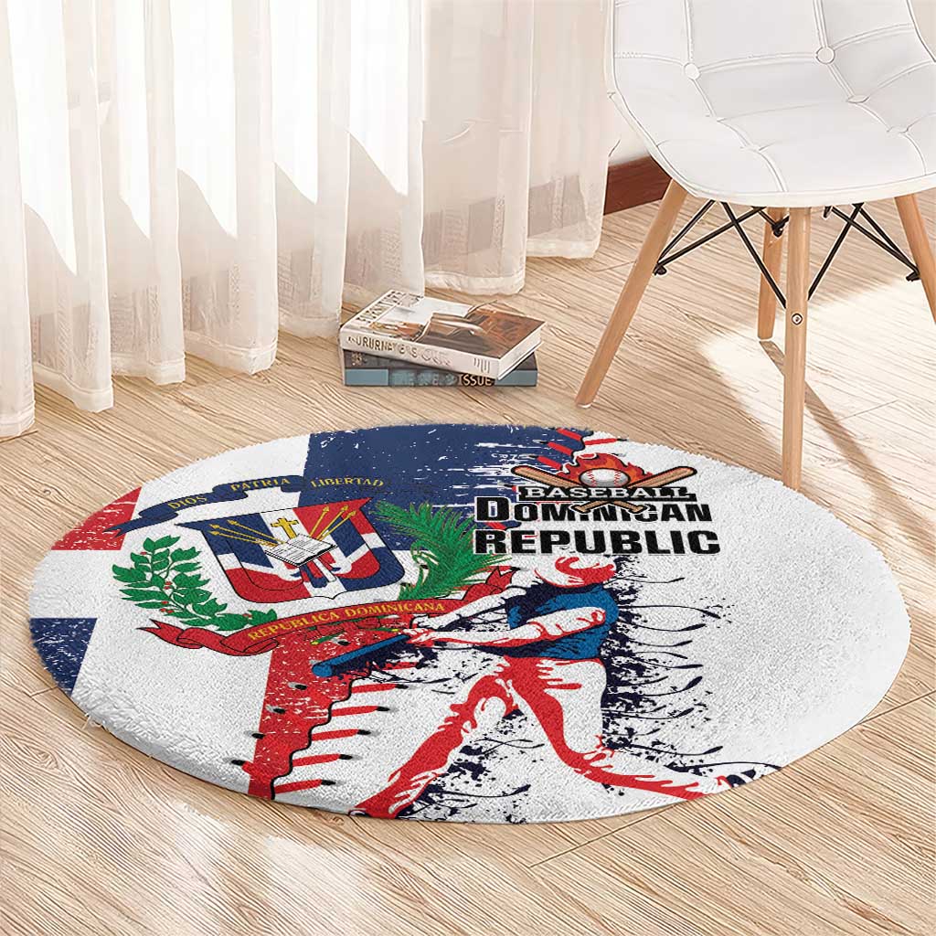 Baseball Dominican Republic Round Carpet Come On Team DR Grunge Style