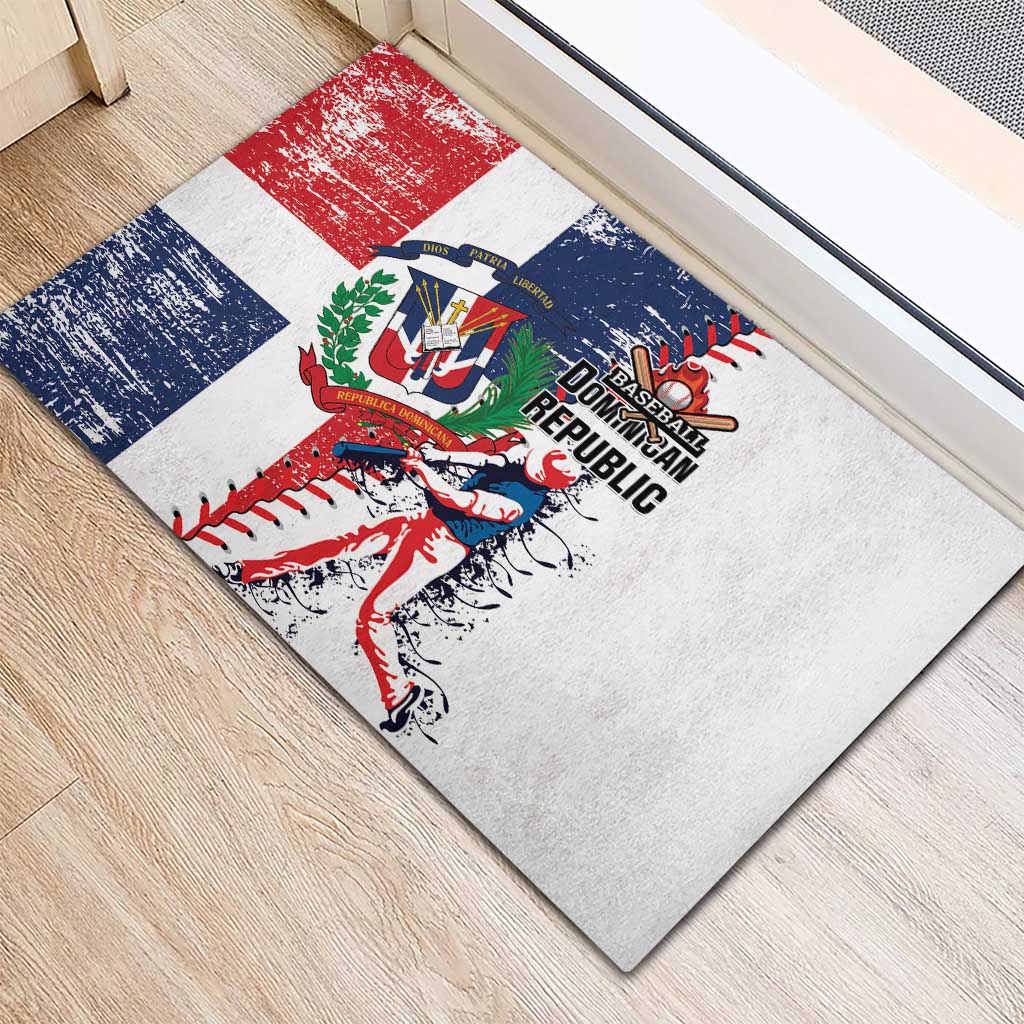 Baseball Dominican Republic Rubber Doormat Come On Team DR Grunge Style