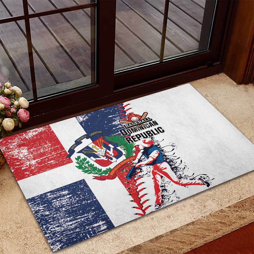 Baseball Dominican Republic Rubber Doormat Come On Team DR Grunge Style
