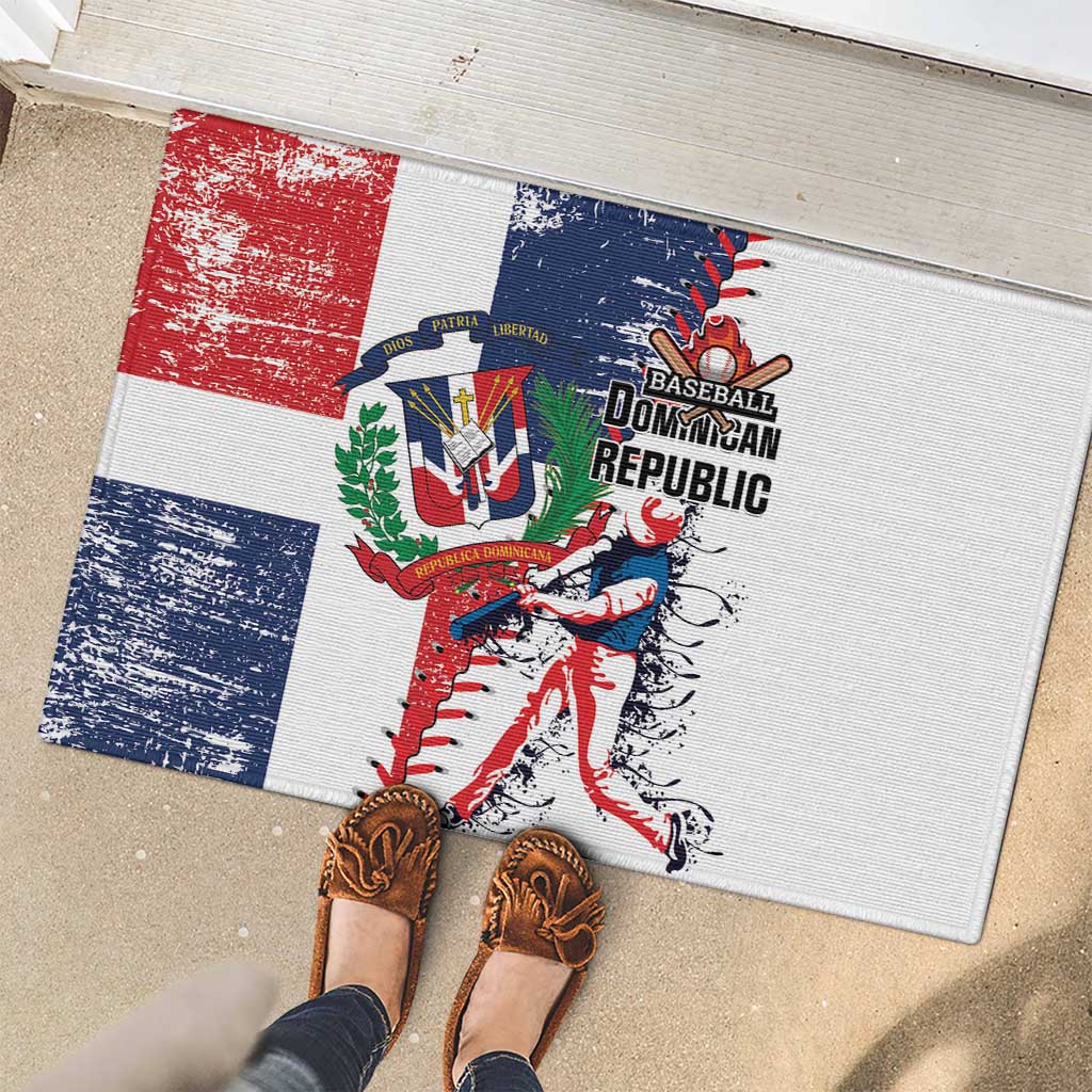Baseball Dominican Republic Rubber Doormat Come On Team DR Grunge Style
