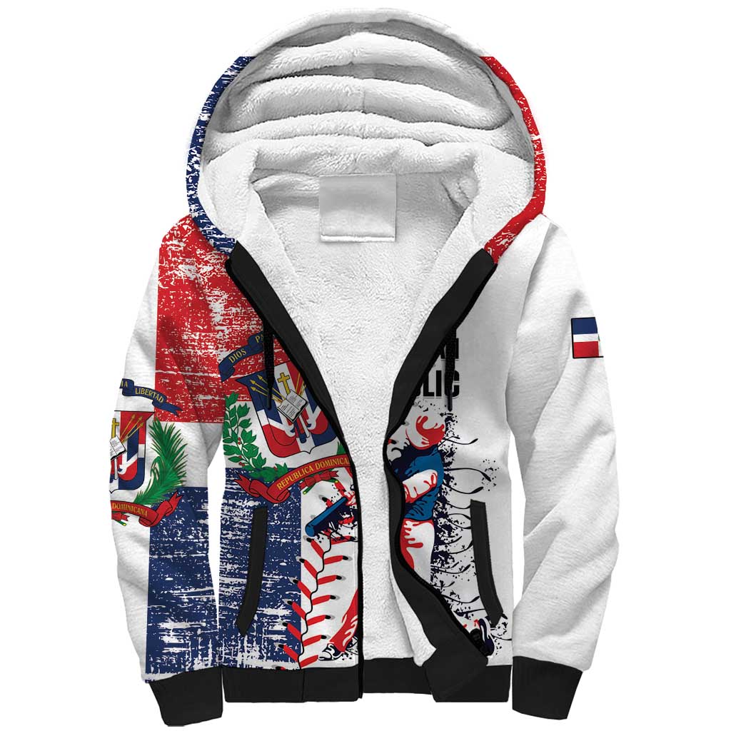 Personalized Baseball Dominican Republic Sherpa Hoodie Come On Team DR Grunge Style